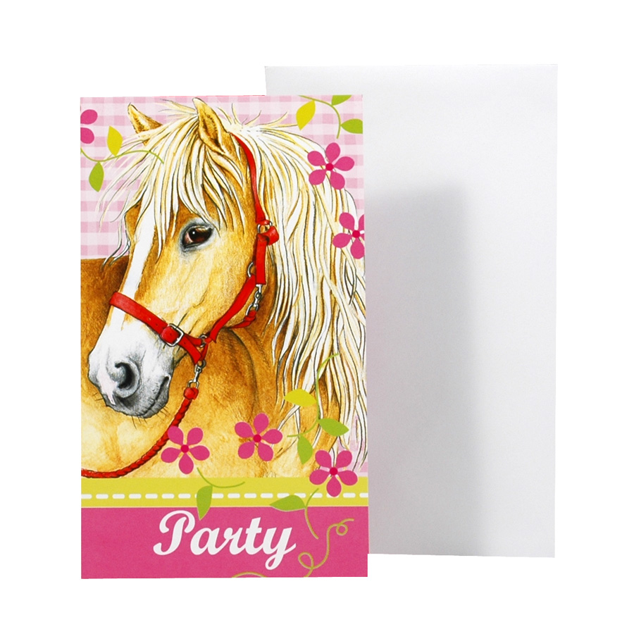 6 cartes d invitation Cheval