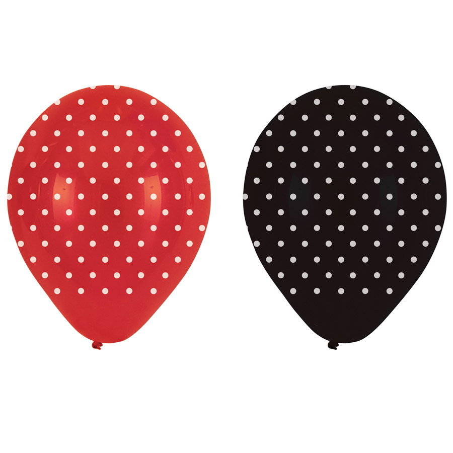 Ballons-Rouge-Pois noirs-Coccinelle -Lot de 6