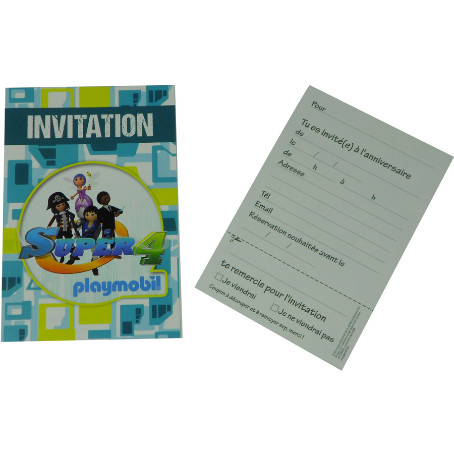 6 Invitations Super 4 Playmobil Pour L Anniversaire De Votre Enfant Annikids