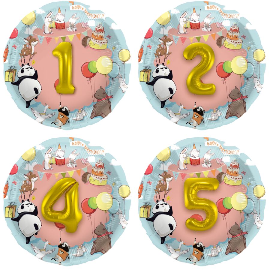 Ballon Aluminium 3D Animaux Numéros 1-5 - 56 cm pour l'anniversaire de  votre enfant - Annikids