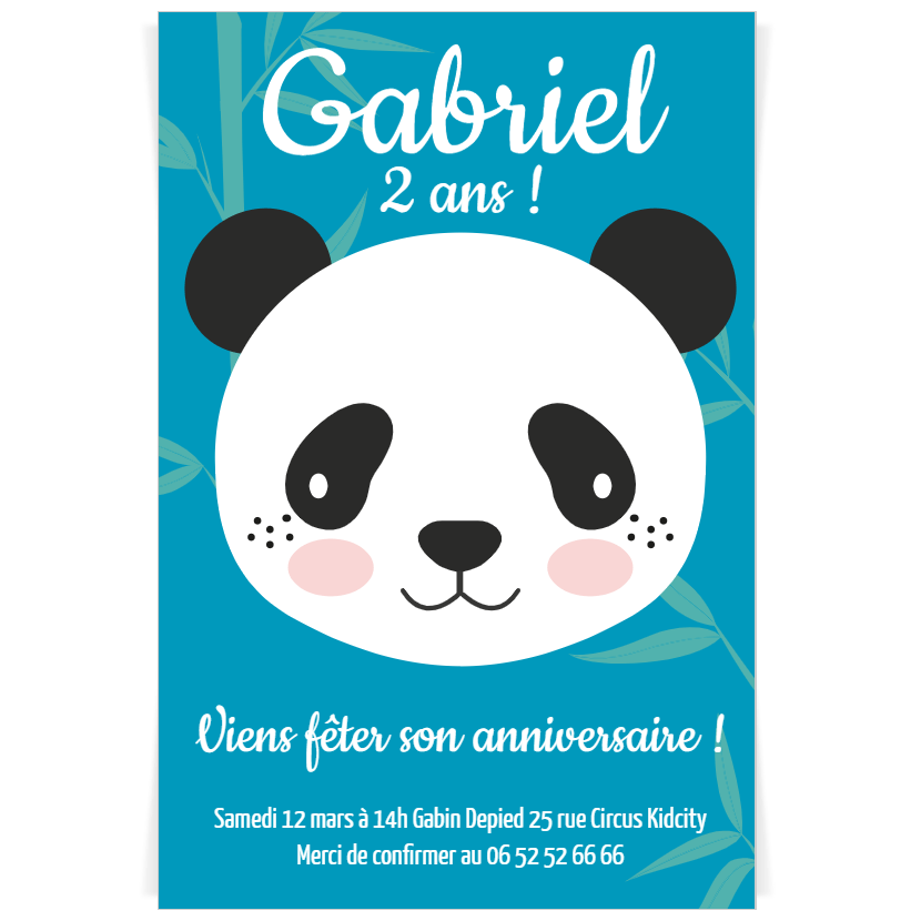 Invitation A Personnaliser Panda Pour L Anniversaire De Votre Enfant Annikids