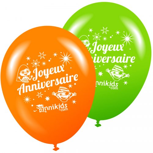 8 Ballons Annikids Joyeux Anniversaire Vert Orange Pour L Anniversaire De Votre Enfant Annikids