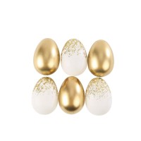 6 oeufs de Pques Blanc, Or et Paillettes Or