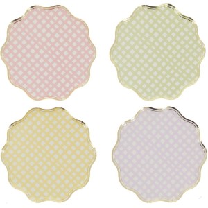 8 Assiettes Vichy Lilas, Rose, Jaune, Vert