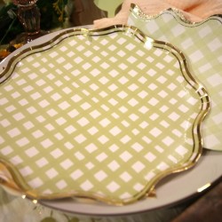 8 Assiettes Vichy Lilas,  Rose,  Jaune,  Vert. n1