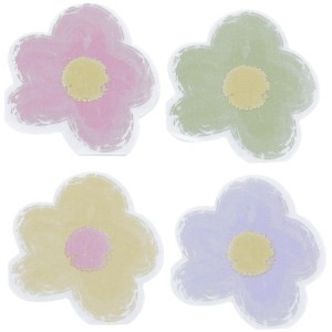 16 Petites Serviettes Fleurs Lilas, Rose, Jaune, Vert