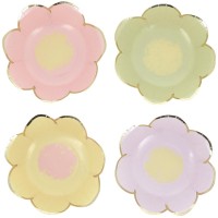 8 Bols Fleurs Lilas, Rose, Jaune, Vert et Or