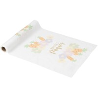 Chemin de Table Joyeuses Pques Rose, Lilas et Or (Tissu)