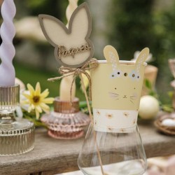 6 Dcorations pour Gobelets Jaune,  Rose,  Lilas,  Vert et Or - Lapin. n2