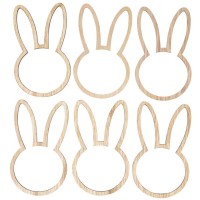 6 Ronds de Serviette 10 cm Lapin - En Bois