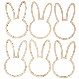 6 Ronds de Serviette 10 cm Lapin - En Bois