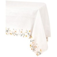 Nappe Daisy Ocre, Blanc et Vert - Tissu