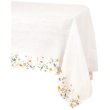 Nappe Daisy Ocre,  Blanc et Vert - Tissu 