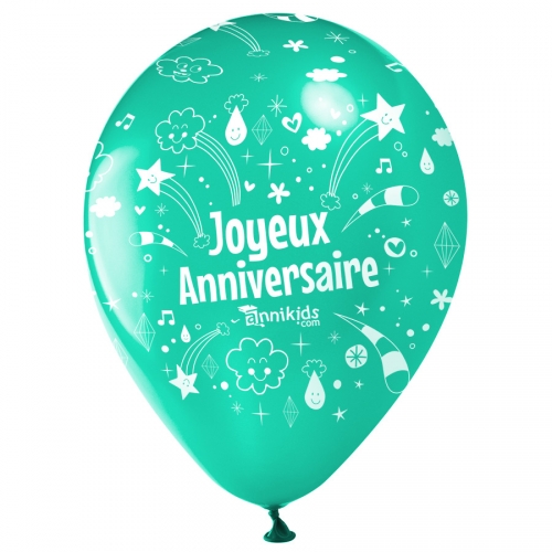 10 Ballons Joyeux Anniversaire Annikids Vert Menthe Pour L Anniversaire De Votre Enfant Annikids