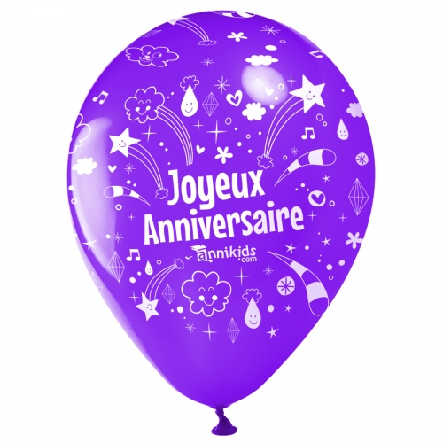 10 Ballons Joyeux Anniversaire Annikids Violet Pour L Anniversaire De Votre Enfant Annikids