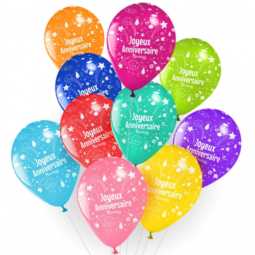 image de ballon d anniversaire 10 Ballons Joyeux Anniversaire Annikids Assortiment Pour L image de ballon d anniversaire