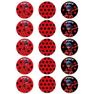 15 Mini disques Ladybug - 50 mm