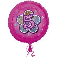 Ballon Gonfl  l'Hlium Pink Flowers 5 ans
