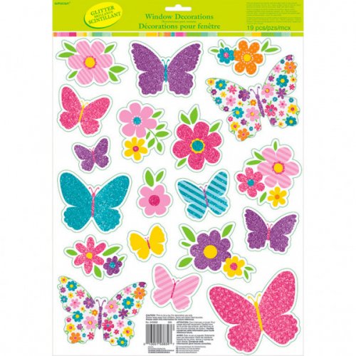 19 Deco De Fenetre Fleurs Et Papillons Glitter Pour L Anniversaire De Votre Enfant Annikids