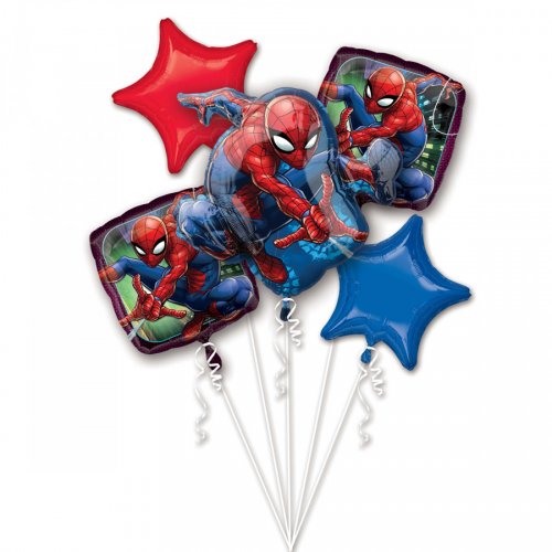 Bouquet De 5 Ballons Spiderman 43 48 Et 73 Cm Pour L Anniversaire De Votre Enfant Annikids