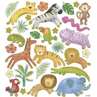 Planche de 30 Stickers Animaux Sauvages