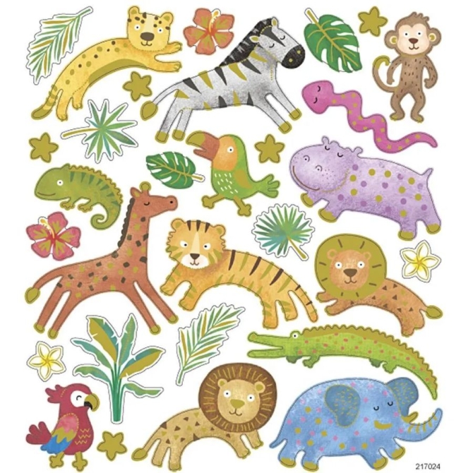 Planche de 30 Stickers Animaux Sauvages 