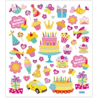 Planche de 48 Stickers Happy Birthday