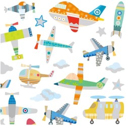 Planche de 42 Stickers Avions / Hlicoptres. n1