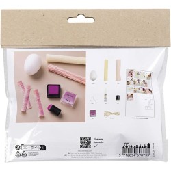 Mini Kit DIY Papier Crpon -Oeufs de Pques Jaune / Rose. n1