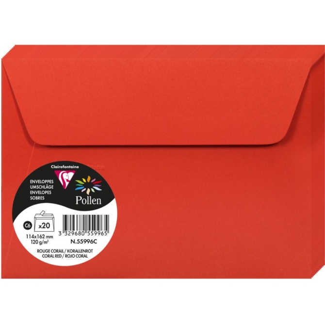 Paquet de 20 Enveloppes Pollen - Rouge Corail 