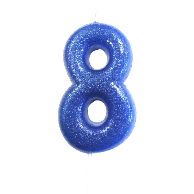 Bougie Bleu Glitter Chiffre 5 (7 cm) pour l'anniversaire de votre