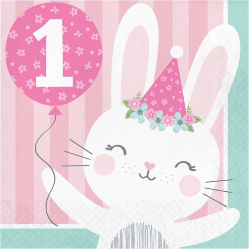 carte d anniversaire fille 1 an 16 Serviettes Lapin Joyeux 1 An Pour L Anniversaire De Votre carte d anniversaire fille 1 an