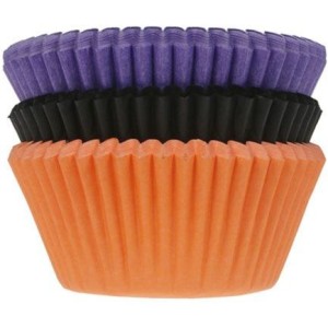 75 Caissettes  Cupcakes Halloween - Orange/noir/Violet