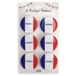 6 Badges Supporter France -  4, 5 cm. n1