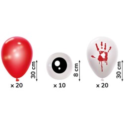 Kit 50 Ballons Halloween Bloody Eyes. n1