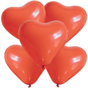 5 Ballons Coeur Rouge - 26 cm