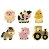 6 Figurines Animaux de la Ferme (3-4 cm) - Chocolat Blanc