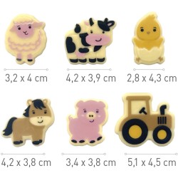 6 Figurines Animaux de la Ferme (3-4 cm) - Chocolat Blanc. n1