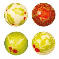 4 Boules 3D Feuille de Houx (2,8 cm) - Chocolat Blanc