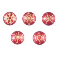 2 Boules 3D Flocons Rouge (2,8 cm) - Chocolat Blanc