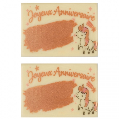 2 Plaquettes Joyeux Anniversaire Licorne A Graver 8 8 Cm Chocolat Blanc Pour L Anniversaire De Votre Enfant Annikids