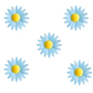 5 Petites Marguerites Bleues  Coeur Jaune (4,5 cm) - Azyme