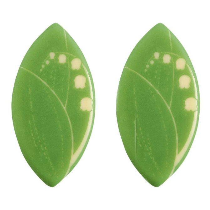 2 Feuilles de Muguet (6 x 3 cm) - Chocolat Blanc 