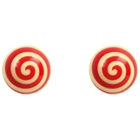 2 Boules 3D ( 2,8 cm) Sapin Spiral Rouge - Chocolat Blanc