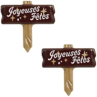 2 Panneaux Joyeuses Ftes (5,7 cm) - Chocolat