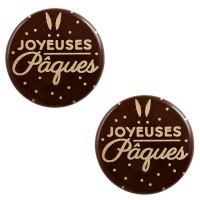 2 Mini Disques Joyeuses Pques ( 3,8 cm) - Chocolat