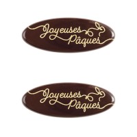 2 Plaquettes Ovale Joyeuses Pques (5,2 cm) - Chocolat