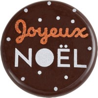 2 Mini Disques Joyeux Nol Gamme Crayonne ( 3,8 cm) - Chocolat