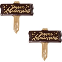 2 Pancartes Joyeux Anniversaire 5,7 cm - Chocolat