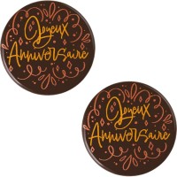 2 Mini Disques Joyeux Anniversaire  6 cm - Chocolat